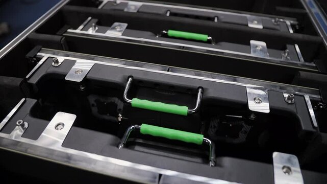 LED screen panels packed in transport case