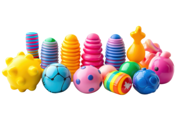 Colorful plastic toy objects
