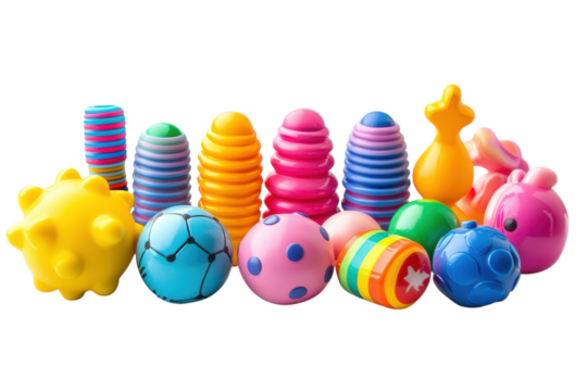 Colorful plastic toy objects