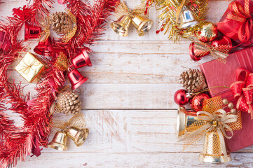 Festive Christmas Decoration on White Wooden Background