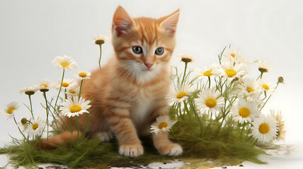 Lying Tricolor Dog with Floral Frame 