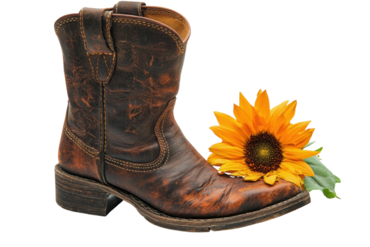 A boot with a sunflower on
