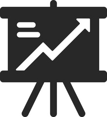 Business presentation board with growth chart icon, solid icon vector.