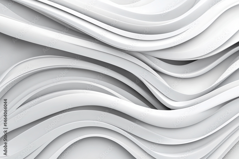 Poster abstract composition of flowing white curves create a clean, modern aesthetic on soft background