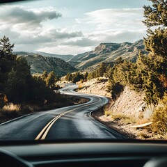 Scenic Winding Road Through Mountainous Landscape Travel Adventure Open Road Journey