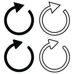 Refresh icon set, repeat and reload arrow icon symbol convert button vector illustration.