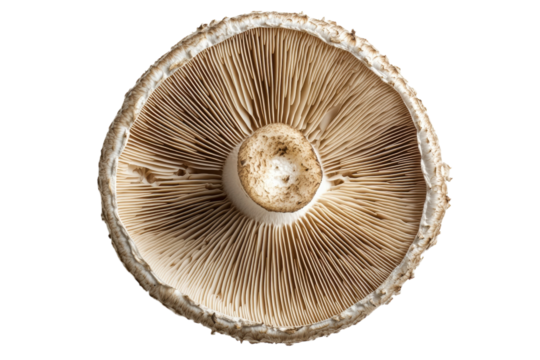 Mushroom gills close up view