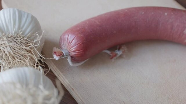Turkish style local sausage(sucuk) in close-up