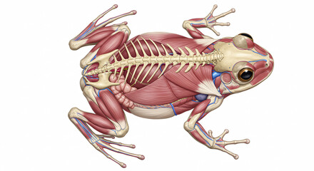 Fototapeta premium Frog Anatomy: Detailed Illustration of Musculoskeletal System