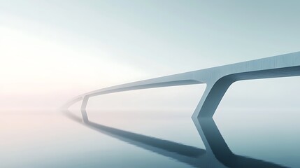 Fototapeta premium Abstract architectural structure reflecting on surface with sky background