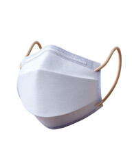 Protective White Disposable Face Mask with Earloops Close Up Studio Shot isolated on transparent background