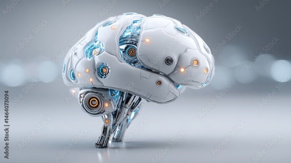 Poster conceptual icon of ai-led positioning representing algorithmic branding structure for enhanced marke