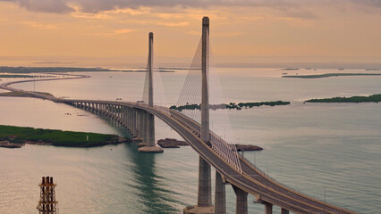 Sunrise over Cebu Cordova Link Expressway, CCLEX. Looking towards Mactan across the Mactan Channel....