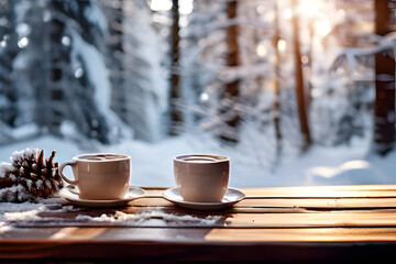 cup of coffee on a wooden table