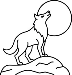Howling Werewolf Line Art Illustration for Halloween