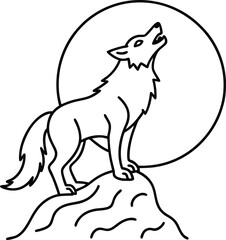Howling Werewolf Line Art Illustration for Halloween