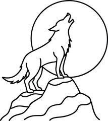 Howling Werewolf Line Art Illustration for Halloween