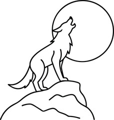 Howling Werewolf Line Art Illustration for Halloween