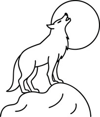Howling Werewolf Line Art Illustration for Halloween