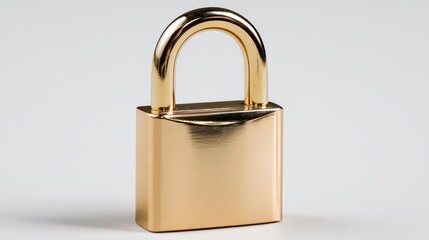 Fototapeta premium Golden padlock and key, a symbol of security, access control, data protection