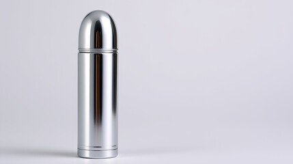 Closeup of a single silver bullet with black cap, study in metal and design