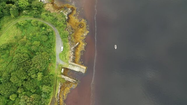 The old Lettermacaward ferry pier at Gweebarra bay in County Donegal, Ireland