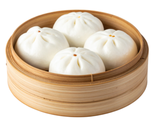 Steamed buns, a Chinese food photo-realistic style, transparent background