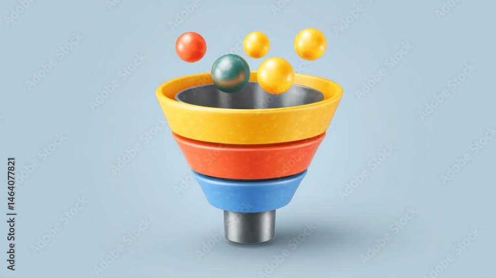 Poster comprehensive automated client loop icon depicting behavior-driven funnel for enhanced customer enga