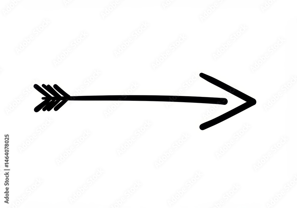 Poster drawn arrow pointing right on white background for direction or navigation