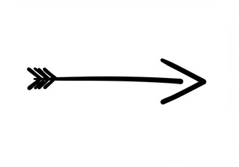 Fototapeta premium Drawn arrow pointing right on white background for direction or navigation