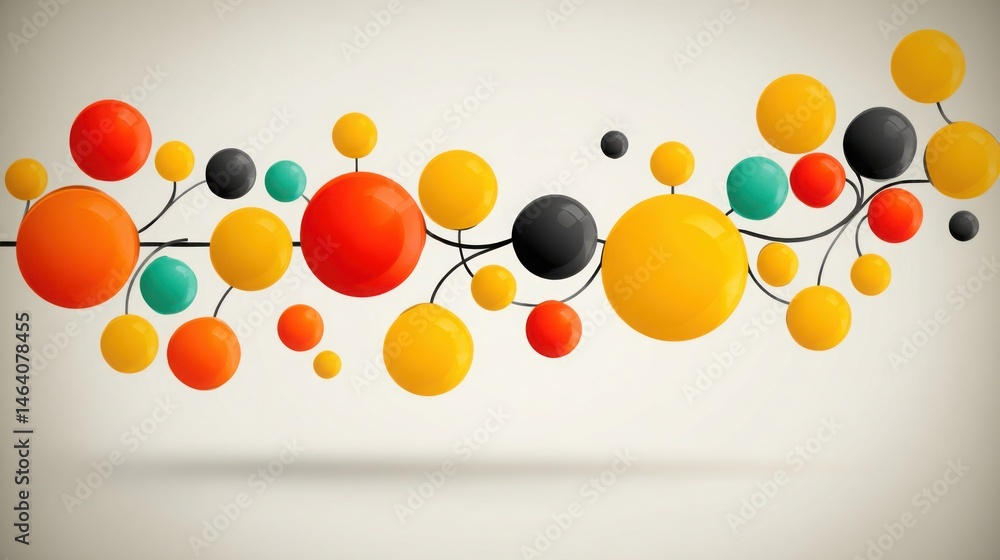 Poster dynamic illustration of automated message tree icon concept showcasing branching influence in commun