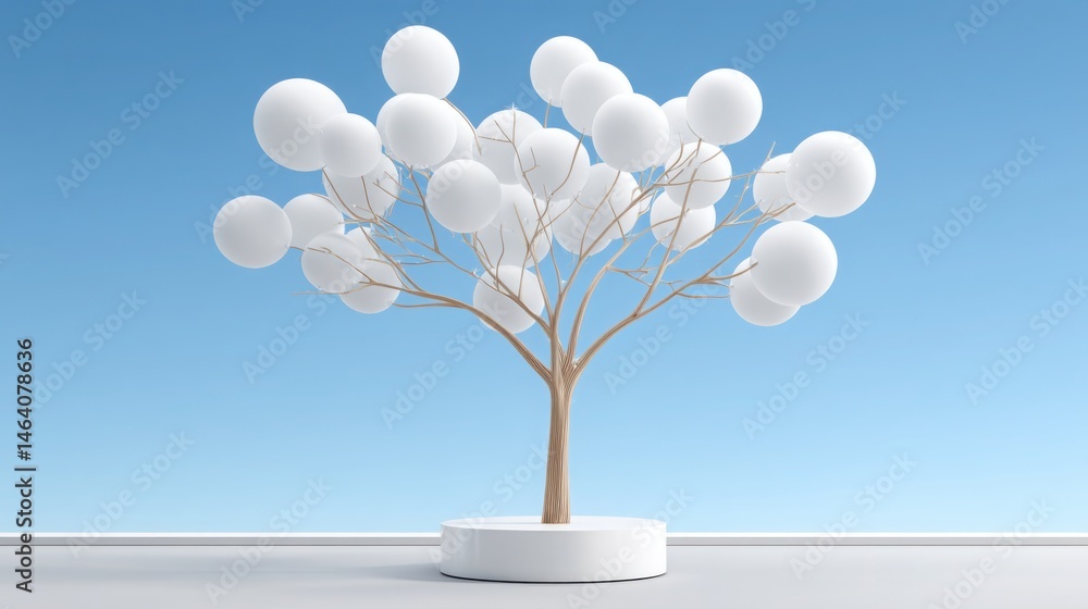 Poster dynamic illustration of automated message tree icon concept showcasing branching influence in commun