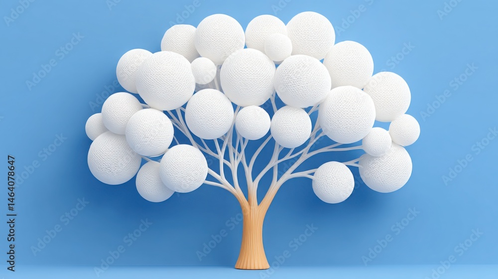 Poster dynamic illustration of automated message tree icon concept showcasing branching influence in commun