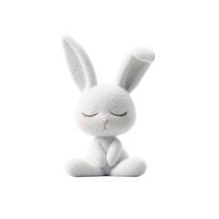 Obraz premium Serene White Bunny in a Meditative Pose - 3D Rendered Illustration