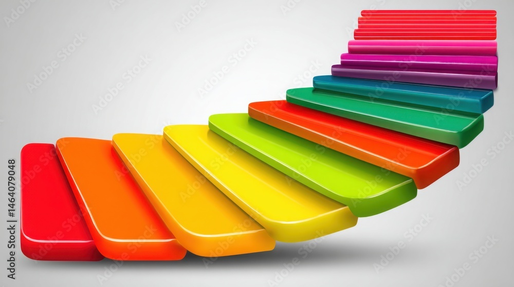 Poster machine-built persuasion ladder concept illustrated with icon representing steps in automated commun