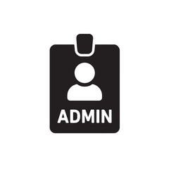 Admin Badge Silhouette, Simple Identification Icon Vector