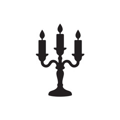 Fototapeta premium Candle Holder with Candles Silhouette, Simple Bold Shape Vector