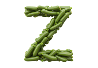 Green Beans Letter Z Vegetable Alphabet Image isolated on transparent background