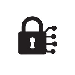 Cyber Lock Silhouette, Simple Security Icon Vector