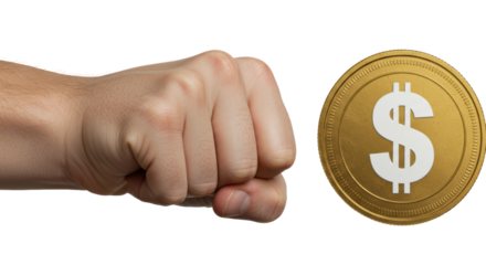 Isolated Fist Punch and Dollar Coin Symbol