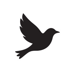 Flying Bird Silhouette, Smooth Minimal Animal Shape Vector