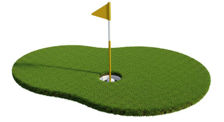 Isolated Golf Green with Hole and Flag