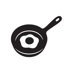 Frying Pan with Egg Silhouette, Bold Simple Cooking Icon Vector