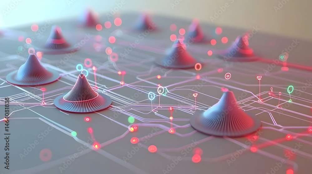 Aufkleber abstract technological circuit design with geometric shapes
