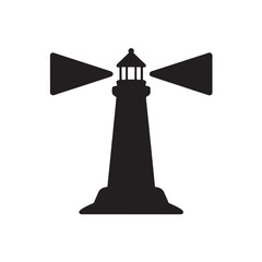 Lighthouse Beam Shining Silhouette, Smooth Minimal Light Source Icon Vector