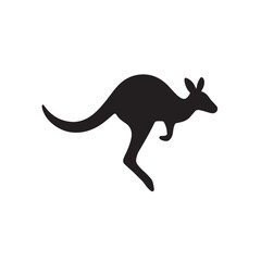 Kangaroo Jumping Silhouette, Bold Minimal Animal Shape Vector