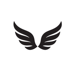 Pair of Wings Spread Silhouette, Clean Bold Curves Symbol Icon Vector