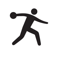 Person Doing Discus Throw Silhouette, Bold Minimal Shape Sports Icon Vector