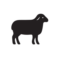 Sheep Standing Sideways Silhouette, Smooth Bold Curves Animal Icon Vector