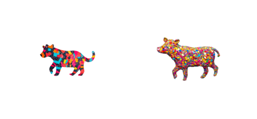 Colorful Animals, Decoration, Black Background, Isolated, Cut out transparent